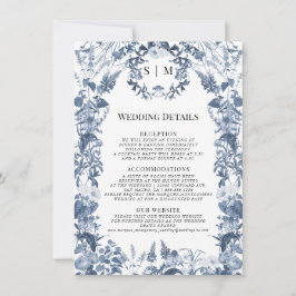 Wildblume Blumenblau und Weiße Hochzeiten Details Einladung