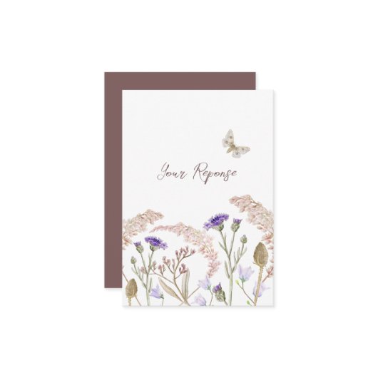 Wildblume Blumenbraun Hochzeit im Herbst RSVP Karte (Vorderseite/Rückseite Beispiel)