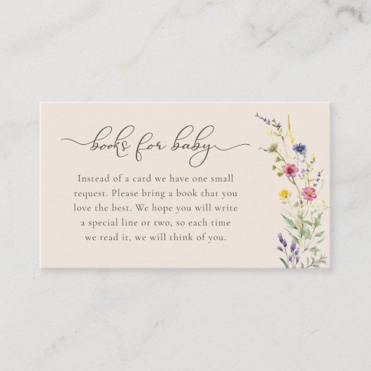 Wildblume Blumenbücher für Kinder | Babydusche Begleitkarte (Vorderseite)