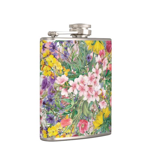 Wildblume Blumendesign Art Inspiriert Flachmann (Rechts)