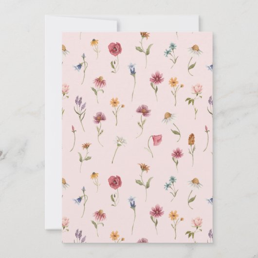 Wildblume Blumenfeder Brautdusche Einladung (Rückseite)