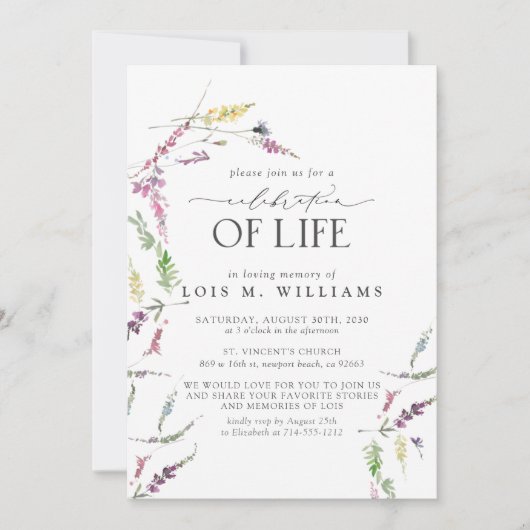 Wildblume Blumenfeier Einladung (Vorderseite)