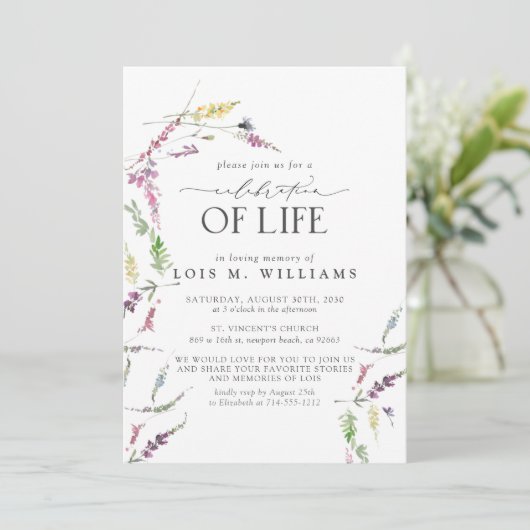 Wildblume Blumenfeier Einladung (Stehend Vorderseite)