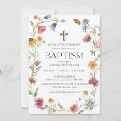 Wildblume Blumengähne Taufe Einladung (Vorderseite)