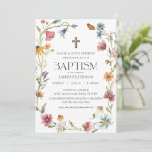 Wildblume Blumengähne Taufe Einladung (Stehend Vorderseite)