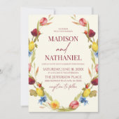 Wildblume Blumengarten Blume Wreath Wedding Einladung (Vorderseite)