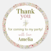 Wildblume Blumengarten Girl Runder Aufkleber (Vorderseite)