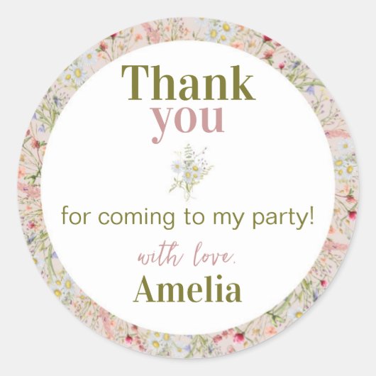 Wildblume Blumengarten Girl Runder Aufkleber (Vorderseite)