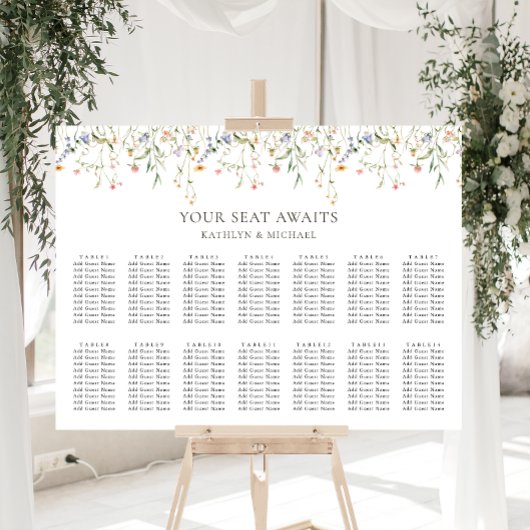 Wildblume Blumengarten Hochzeit 14 Tafelsitze Poster