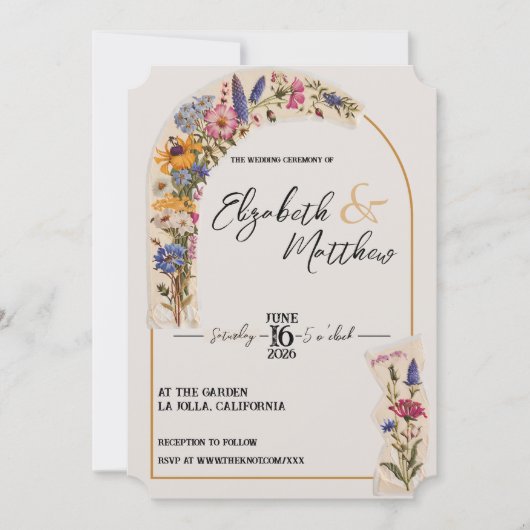 Wildblume Blumengarten Hochzeit Einladung (Vorderseite)