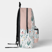 Wildblume Blumengarten Muster Weiß & Rosa Bedruckter Rucksack (Links)