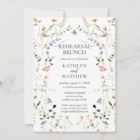 Wildblume Blumengarten Probe Brunch Einladung (Vorderseite)