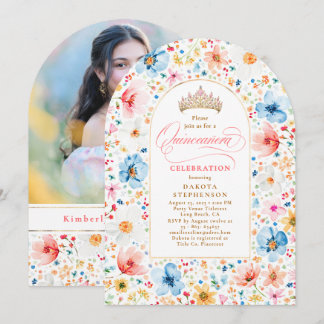 Wildblume Blumengarten Quinceanera Foto Einladung