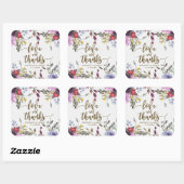 Wildblume blumengeschmückte Liebe und dank Aufkleb Quadratischer Aufkleber (Blatt)