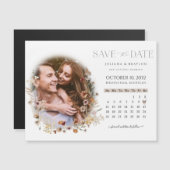 Wildblume Blumenkalender & Foto Save the Date Magnetkarte (Vorne/Hinten)
