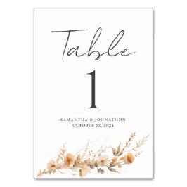 Wildblume-Blumenkarte Tischnummer