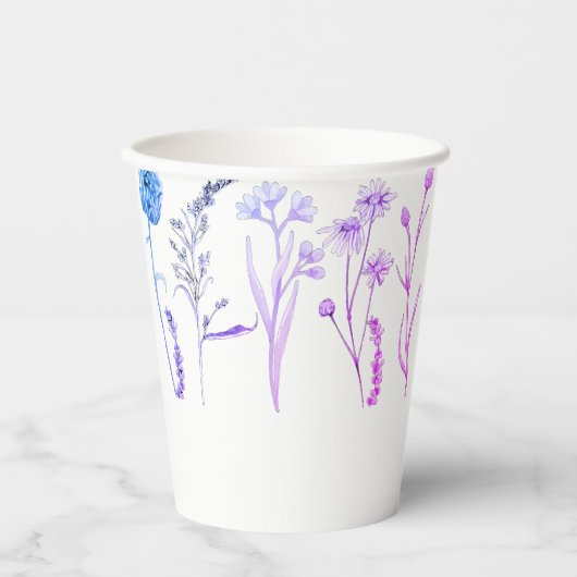 Wildblume Blumenkohl-Tasse: Botanischer Kaffeecup Pappbecher (Vorderseite)