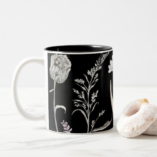 Wildblume Blumenkohl-Tasse: Botanischer Kaffeecup Zweifarbige Tasse (Mit Donut)