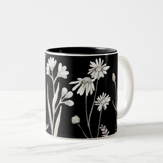 Wildblume Blumenkohl-Tasse: Botanischer Kaffeecup Zweifarbige Tasse (VorderseiteRechts)