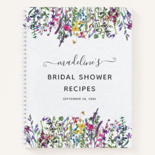 Wildblume Blumenmuster Brautparty Rezept Notebook Notizblock