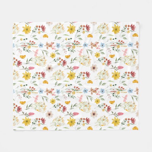 Wildblume Blumenmuster Fleecedecke (Vorderseite (Horizontal))