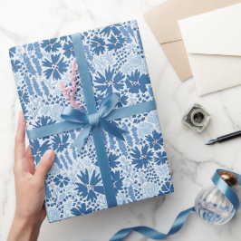 Wildblume Blumenmuster in Blau Geschenkpapier
