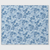 Wildblume Blumenmuster in Blau Geschenkpapier (Flach)