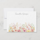 Wildblume Blumenmuster Personalisierter Flachbilds Mitteilungskarte (Vorderseite)