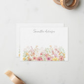 Wildblume Blumenmuster Personalisierter Flachbilds Mitteilungskarte (Vorderseite/Rückseite Beispiel)