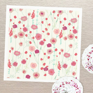 Wildblume Blumenmuster Rosa Gelbe Creme Serviette