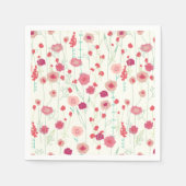 Wildblume Blumenmuster Rosa Gelbe Creme Serviette (Vorderseite)