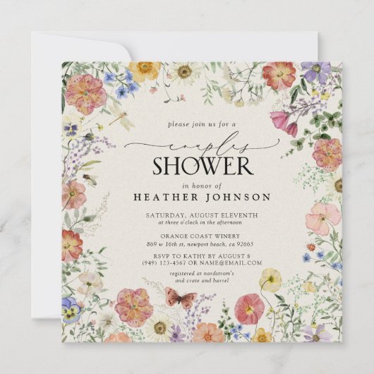 Wildblume Blumenrahmen Dusche Einladung (Vorderseite)