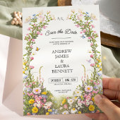 Wildblume Blumenrahmen Save the Date Hochzeit Einladung