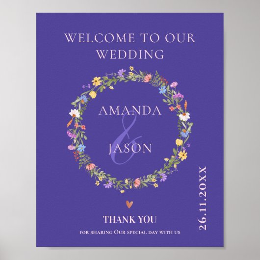 Wildblume Blumenreath Willkommen bei unserer Hochz Poster (Vorne)