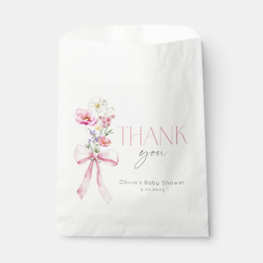 Wildblume Blumenrosa Babydusche Geschenktütchen (Vorderseite)