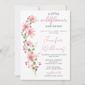 Wildblume Blumenrosa Wasserfarben Kindermädchen Du Einladung (Vorderseite)