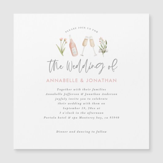 Wildblume Blumensekt Moderne Drehbuch verkünden Magnetkarte (Vorderseite)