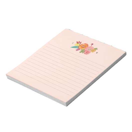 Wildblume Blumenstrauß-Initialen Notizblock (Rotiert)