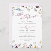 Wildblume Blumenstrauß Lila Babydusche Einladung (Vorne/Hinten)