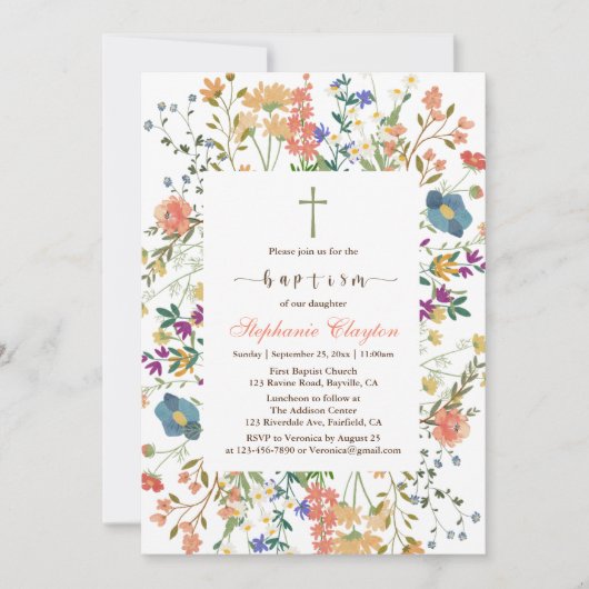 Wildblume Blumentaufen Einladung (Vorderseite)