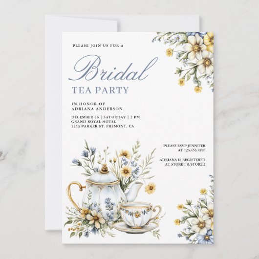 Wildblume Blumentee Party QR Code Brautparty Einladung (Vorderseite)