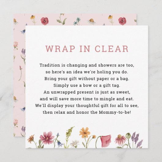 Wildblume-Blumenzeigerdusche im Klartext Einladung (Vorne/Hinten)