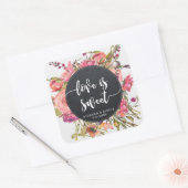 Wildblume Blumenzunge Liebe ist Naschkatze Hochzei Quadratischer Aufkleber (Umschlag)