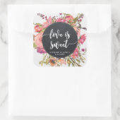 Wildblume Blumenzunge Liebe ist Naschkatze Hochzei Quadratischer Aufkleber (Tasche)