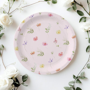 Wildblume Blush pink Baby in blühender Kinderdusch Pappteller