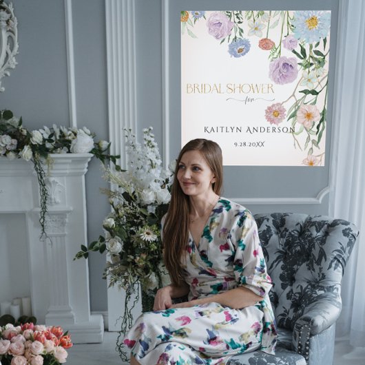 Wildblume Blush Pink Frühjahr Brautparty Poster