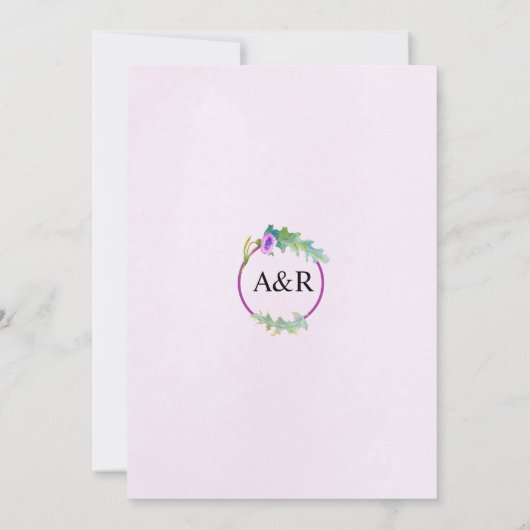 Wildblume Blütenrosa Hochzeit Einladung (Rückseite)