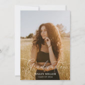 Wildblume Bogenschrift Foto Abschluss 2024 Einladung (Rückseite)