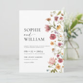 Wildblume Bohemisch Hochzeitseinladung Einladung (Stehend Vorderseite)