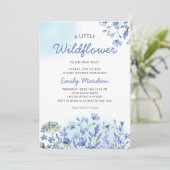 Wildblume Boho Aquarell Blue Floral Baby Showe Einladung (Stehend Vorderseite)
